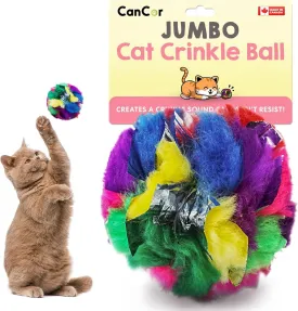 Jumbo Cat Crinkle Ball (1-Pack)  3.5" Lightweight Crinkle Cat Toy for Indoor Cats  Safer Than Foil and Mylar Balls  Irresistible Sound and Bounce for Active Play
