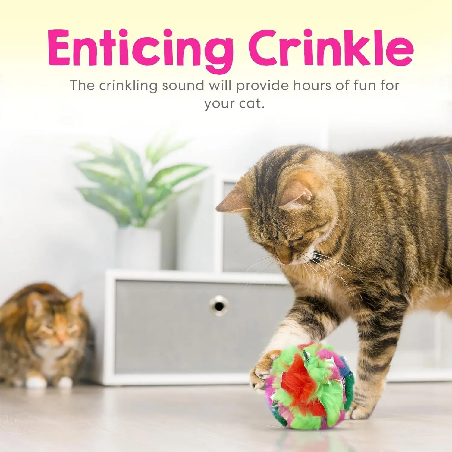 Jumbo Cat Crinkle Ball (1-Pack)  3.5" Lightweight Crinkle Cat Toy for Indoor Cats  Safer Than Foil and Mylar Balls  Irresistible Sound and Bounce for Active Play