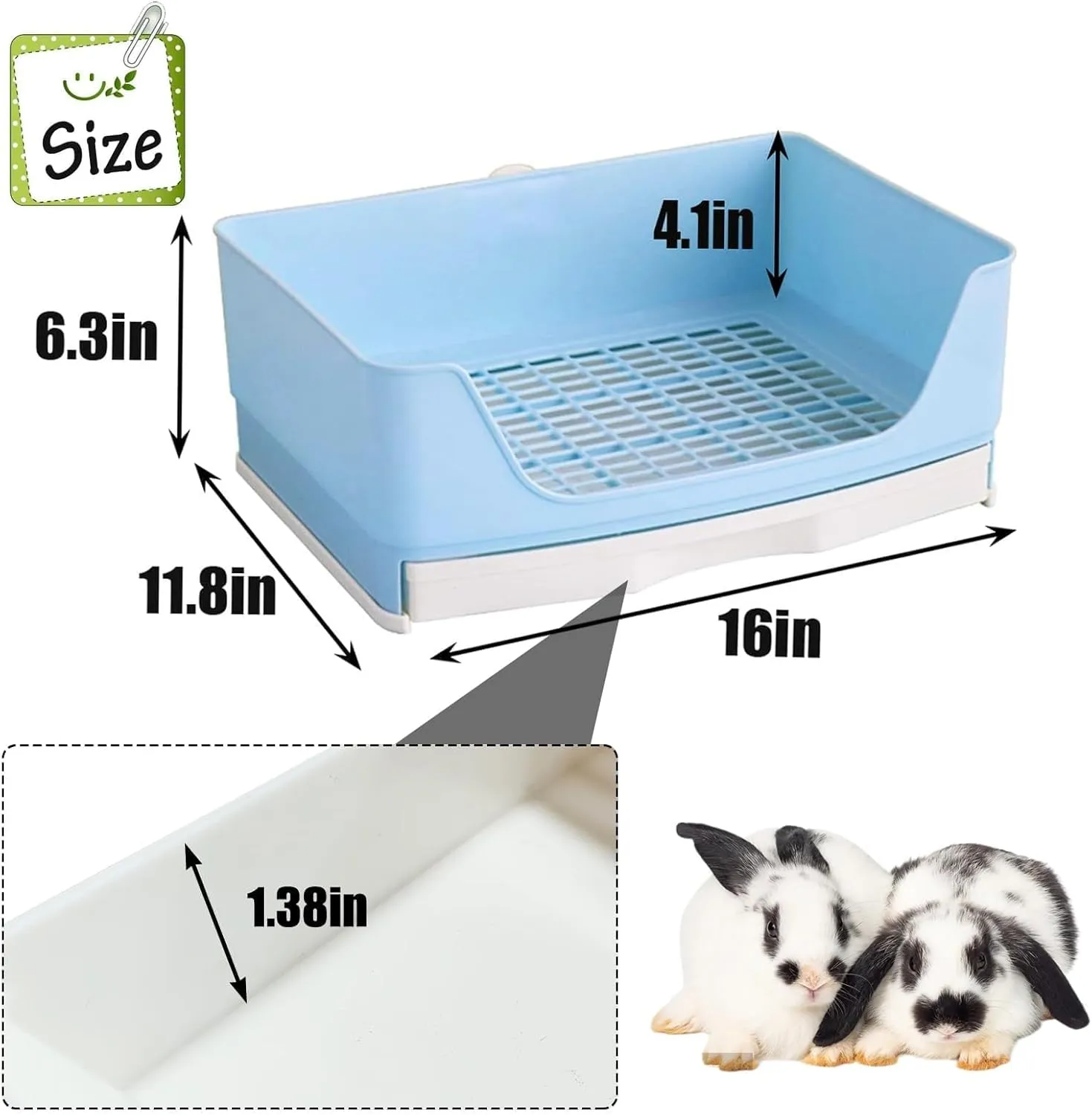 kathson 2PCS Large Rabbit Litter Box Trainer, Potty Corner Toilet with Drawer Bigger Pet Pan for Adult Hamster, Guinea Pig, Ferret, Galesaur, Bunny and Other Animals (Blue,Brown)