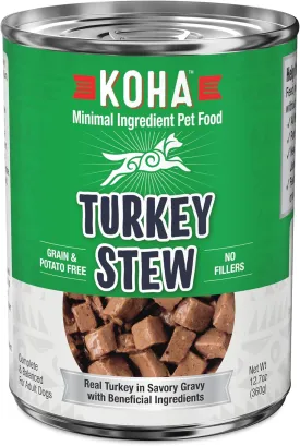 KOHA Minimal Ingredient Turkey Stew for Dogs, High Protein Limited Ingredient Dog Food, 12.7oz Cans (Case of 12)