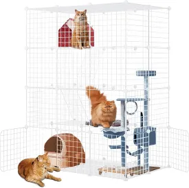 Large Cat Cage,DIY Cat Cage Enclosures Indoor Pet Home Small Animal House Detachable Playpen Metal Wire Kennels for 1-3 Cat