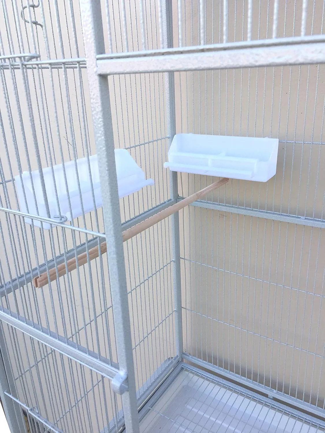 Large Double Durable Stacker Breeding Bird Flight Parrrot Separate Cages Side Nesting Box Doors Double Feeder Cup Easy Clean Pull Out Grate & Tray with Detachable Rolling Stand