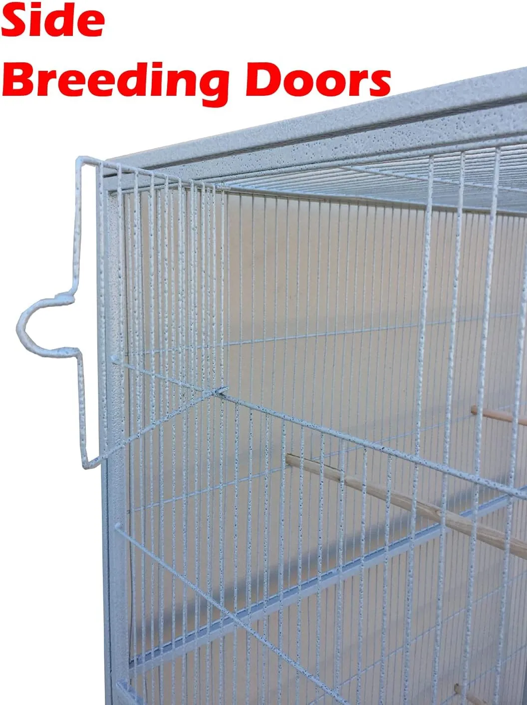 Large Double Durable Stacker Breeding Bird Flight Parrrot Separate Cages Side Nesting Box Doors Double Feeder Cup Easy Clean Pull Out Grate & Tray with Detachable Rolling Stand