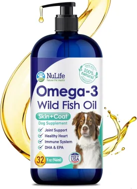 Liquid Fish Oil for Dogs with Omega 3, 6 & 9 Fatty Acids, Wild Caught from Iceland, Skin and Coat Supplement for Shedding, Itchy Skin, Allergies, Brain and Heart Health, Rich in EPA   DHA - 32 oz