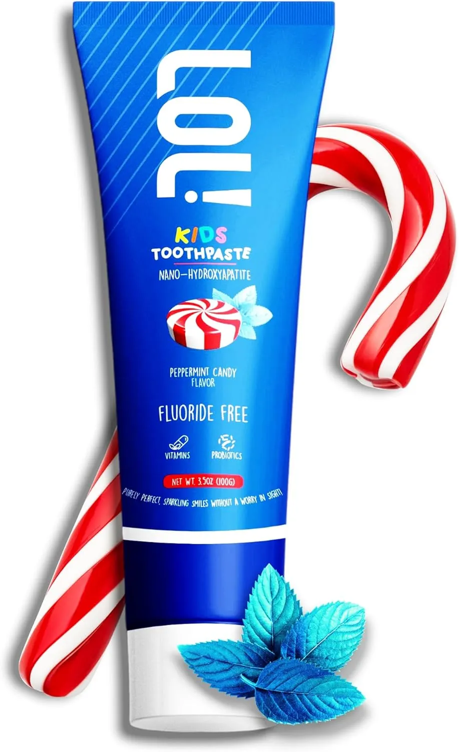 LOL Kids Toothpaste Fluoride-Free Nano Hydroxyapatite, Probiotics & Vitamins Remineralizing | Natural Ingredients | Safe if Swallow | Vegetable-Based Foaming Agent. for Toddler Children & Parents