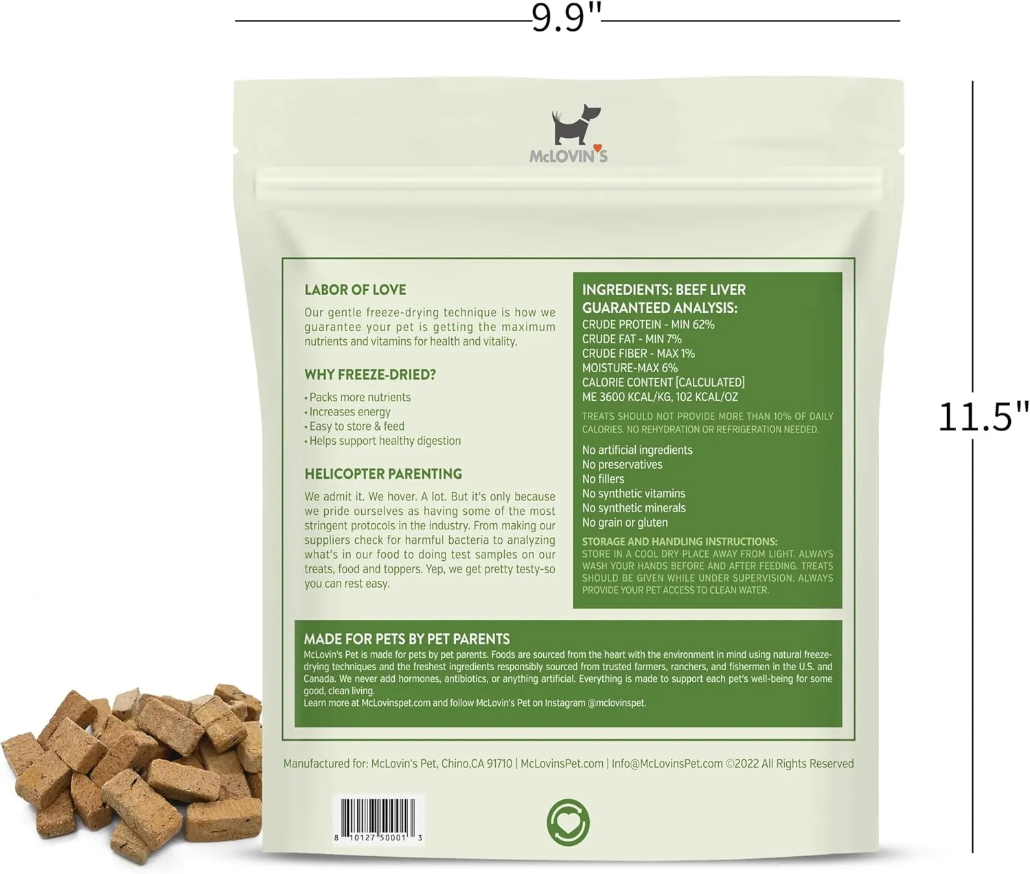 McLovin's Pet Freeze Dried Raw Beef Liver Dog Treats and Toppers, 14 oz. - Single Ingredient, Grain-Free, Gluten-Free, High-Protein Treat  Healthy Dog Training Treats