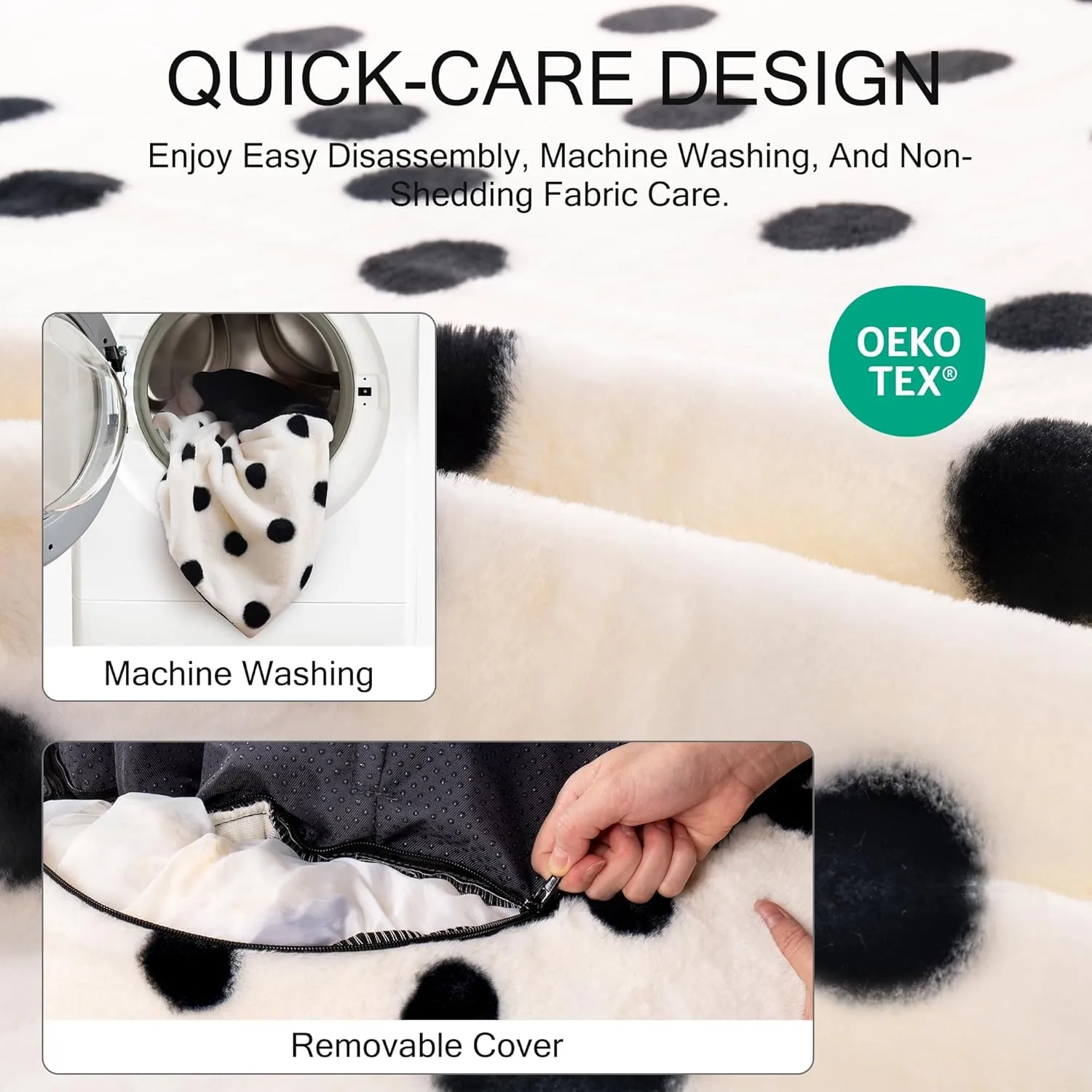MEWOOFUN Cat Beds for Indoor Cats, Wahable Small Dogs Bed Donut Cat Bed, Round Cat Bed with Non-Slip Bottom, Cute Cat Couch Fluffy Pet Bed for Puppy and Kitten (23 inch, Black Dot Plush)