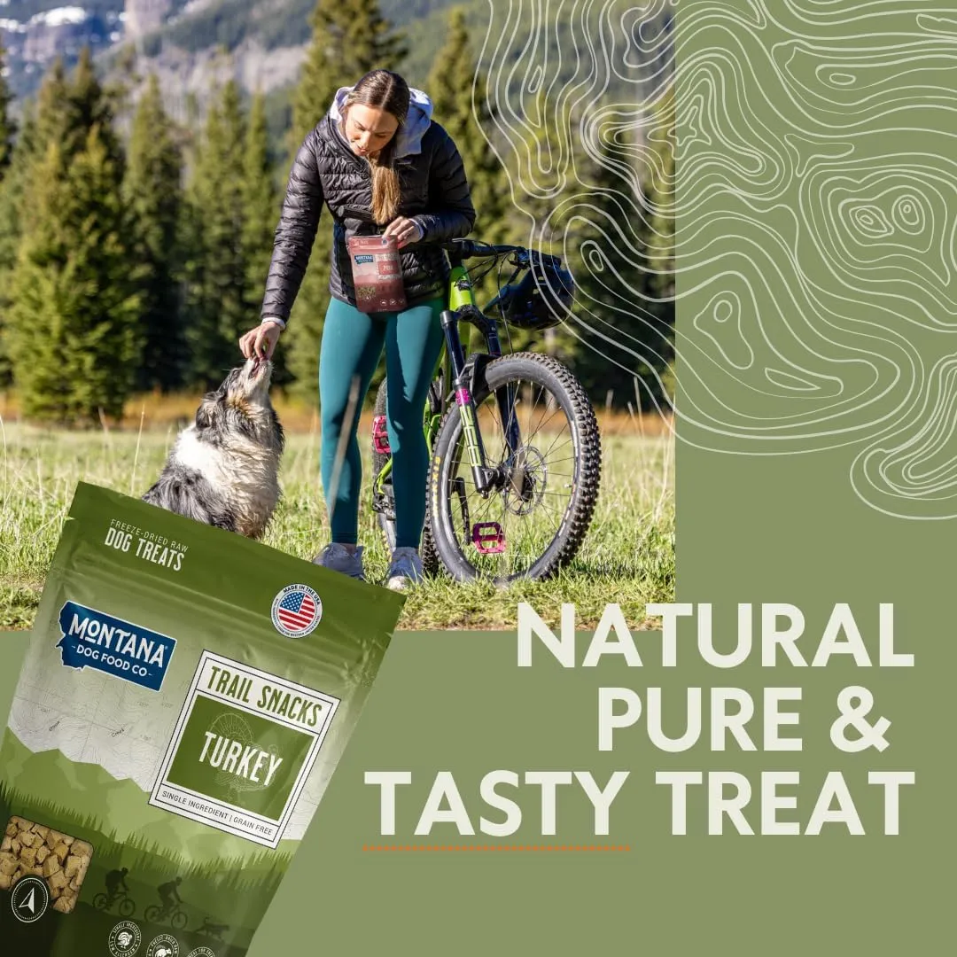 MONTANA DOG FOOD CO. Freeze-Dried Turkey Liver Dog Treats  100% Natural, Single Ingredient, High Protein, Grain-Free, Made in USA  3 oz Bag