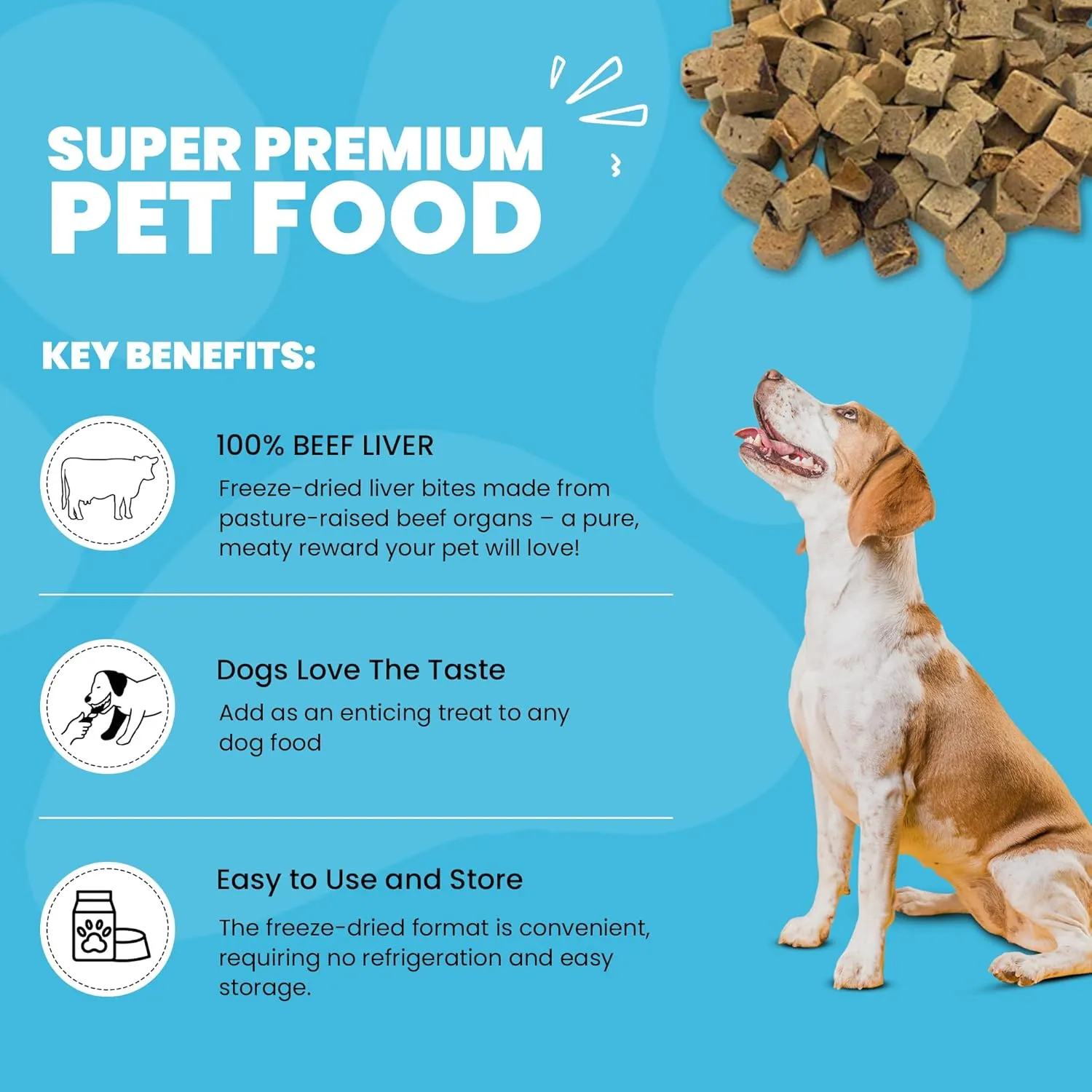 Muenster Freeze Dried Beef Liver Bites - Dog Treats, Mixer or Topper (3oz) - One Ingredient