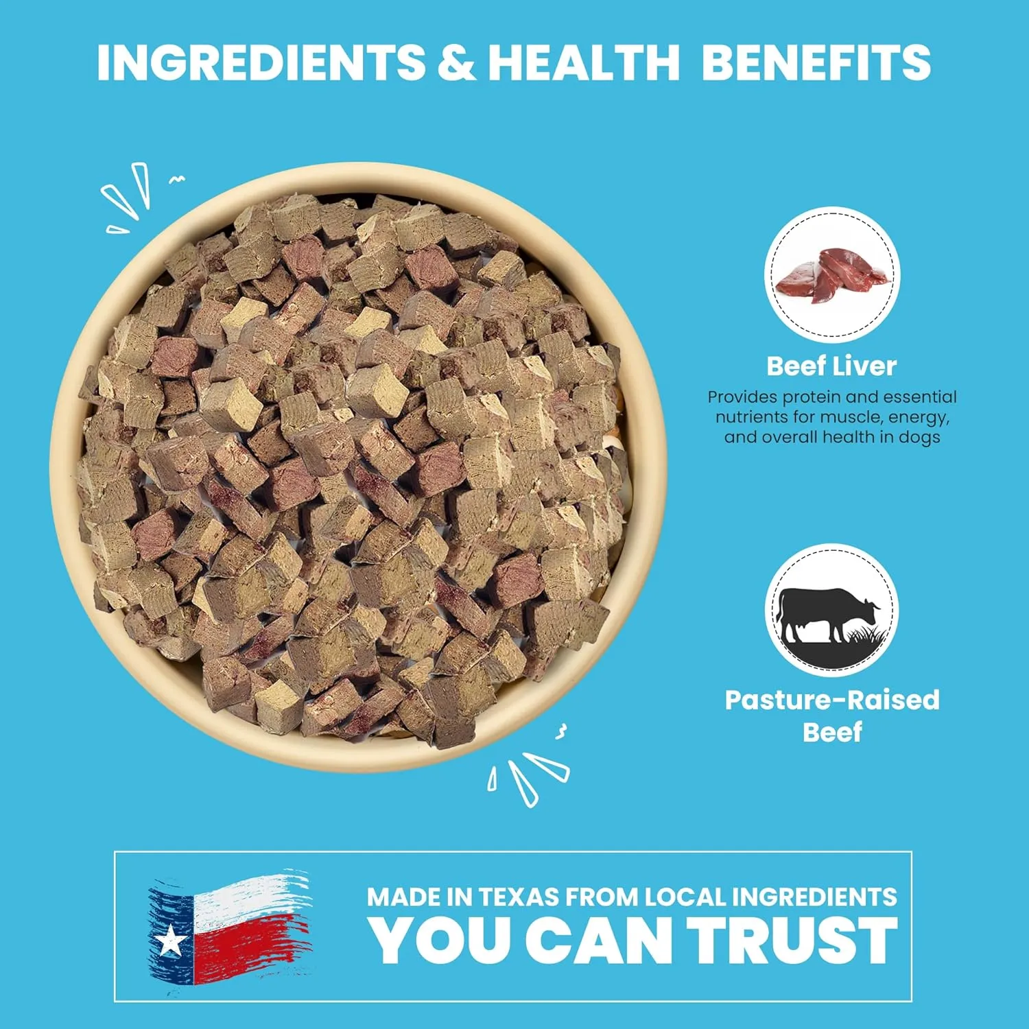 Muenster Freeze Dried Beef Liver Bites - Dog Treats, Mixer or Topper (3oz) - One Ingredient