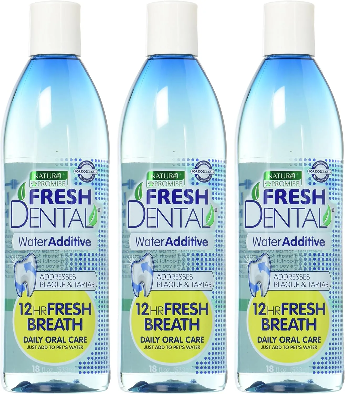 Naturel Promise Fresh Dental Dental Health Solution for Dogs, 18oz - 3 Pack - Oral Health Solution for Dogs - Easy to Use - Helps Clean Teeth - Freshens Breath Up to 12 Hours - No Brushing Required