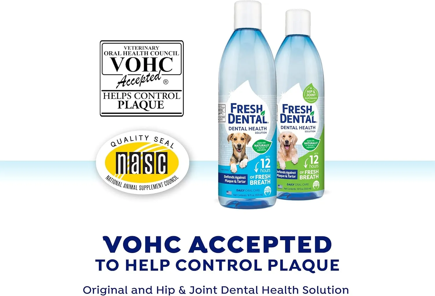 Naturel Promise Fresh Dental Dental Health Solution for Dogs, 18oz - 3 Pack - Oral Health Solution for Dogs - Easy to Use - Helps Clean Teeth - Freshens Breath Up to 12 Hours - No Brushing Required