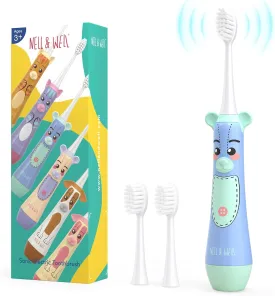 NELL&WELL Kids Electric Toothbrush, 2-Min Timer, 3 Modes with Memory, IPX 7 Waterproof, Battery Powered Kids Toothbrush with 3 Soft Bristles Heads for Children Boys and Girls Ages 3 