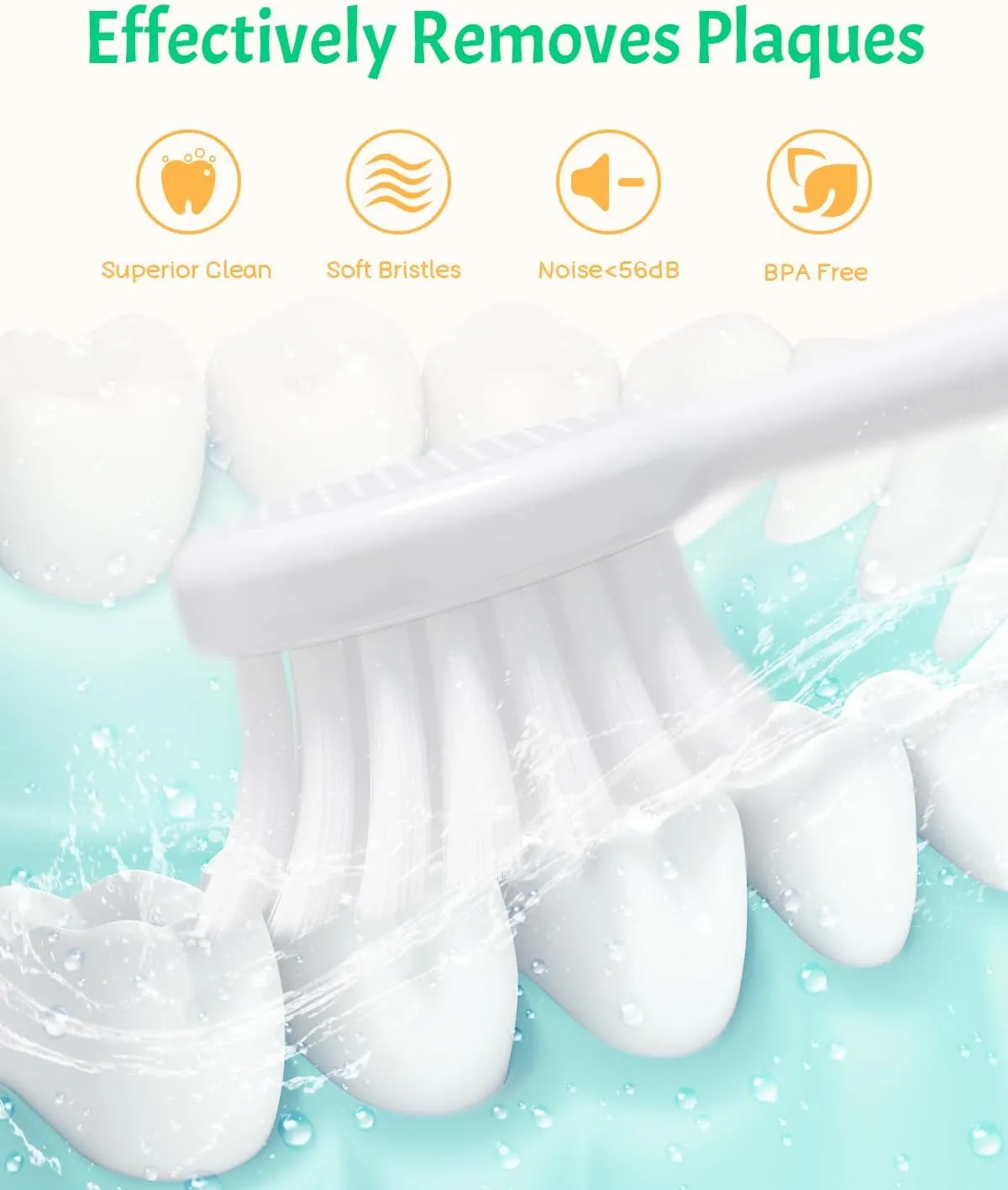 NELL&WELL Kids Electric Toothbrush, 2-Min Timer, 3 Modes with Memory, IPX 7 Waterproof, Battery Powered Kids Toothbrush with 3 Soft Bristles Heads for Children Boys and Girls Ages 3 