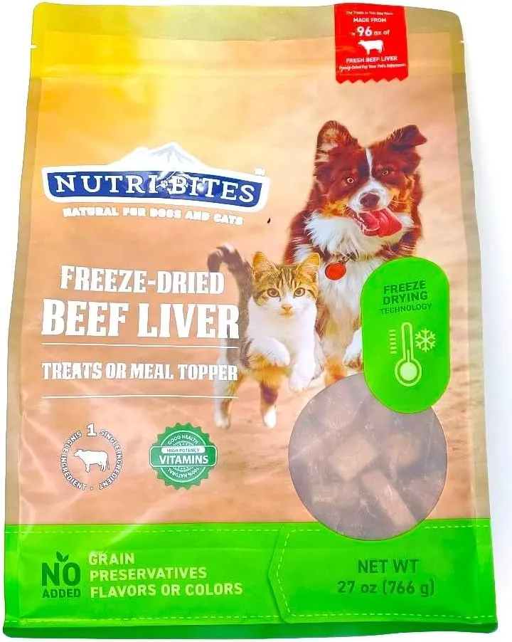 Nutri*Bites Freeze Dried Beef Liver Dog Treats 27 oz.