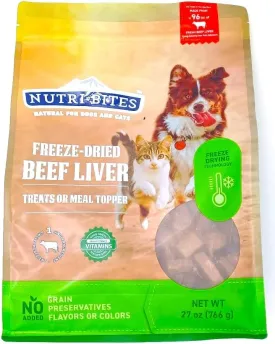 Nutri*Bites Freeze Dried Beef Liver Dog Treats 27 oz.