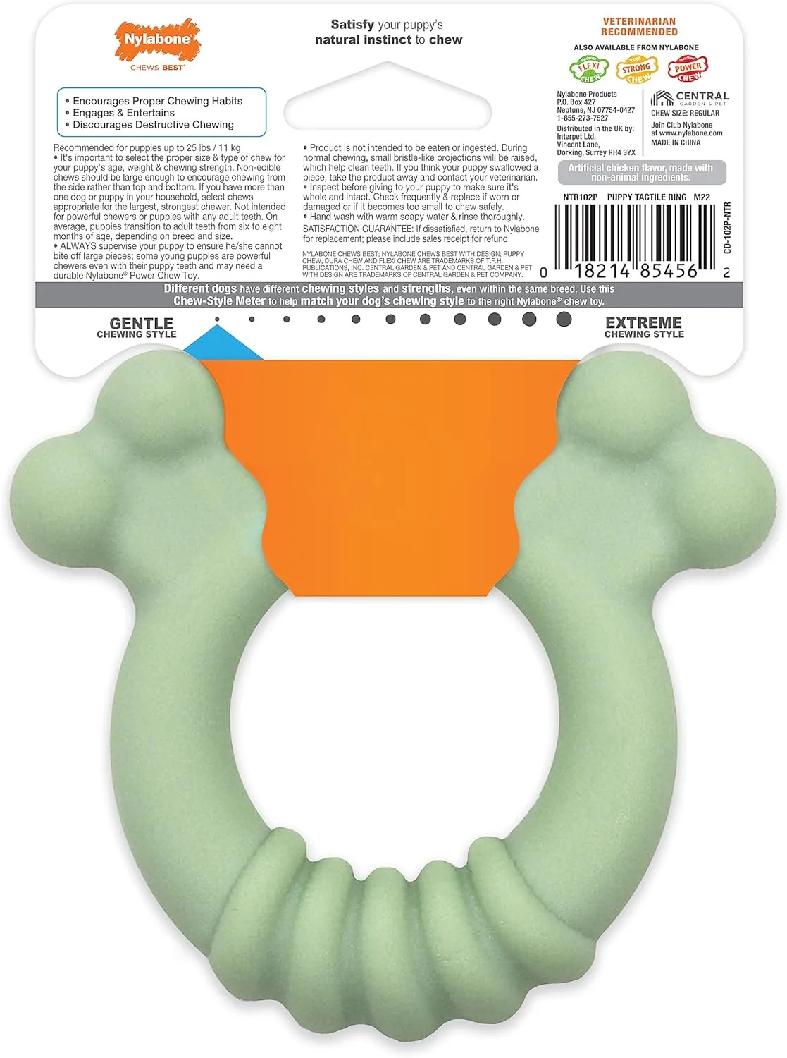 Nylabone Sensory Material Soothing Puppy Chew Toy Ring, Toys for Teething Puppies, Chicken Flavor, Small - Up to 25 lbs, 1 Count