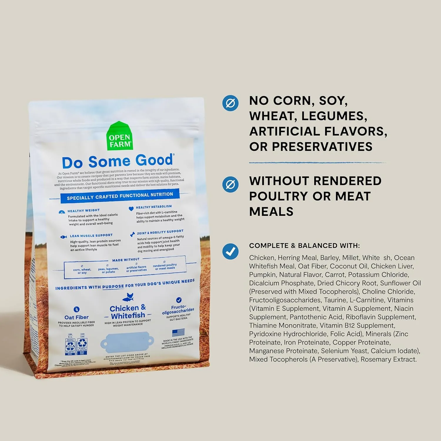 Open Farm, Healthy Weight Dog Food, Veterinarian Formulated High-Protein & Low-Calorie Dry Dog Food for Weight Management, Supports Metabolism & Mobility, Chicken & Whitefish Recipe, 4lb Bag