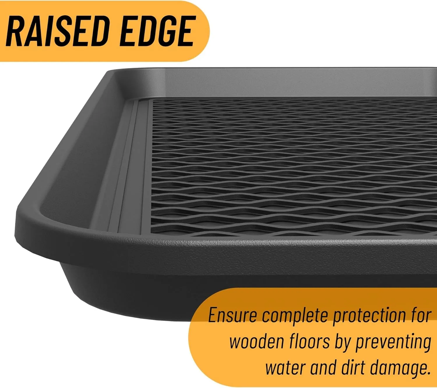 Ottomanson 15 x 30 Multi-Purpose Boot Tray - Waterproof Mat for Shoes, Pet Food, Litter Box, Painting & Planting - 1.2 Raised Edge for Spill Protection