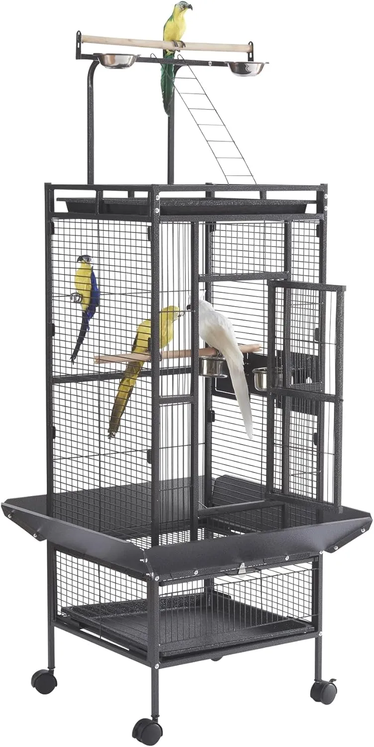 Panana Large Bird Cages Parrot Cage Wide Flight Metal Animal Cage for Budgie Parakeet Conure with Rolling Stand Wheels (61 inch Height)