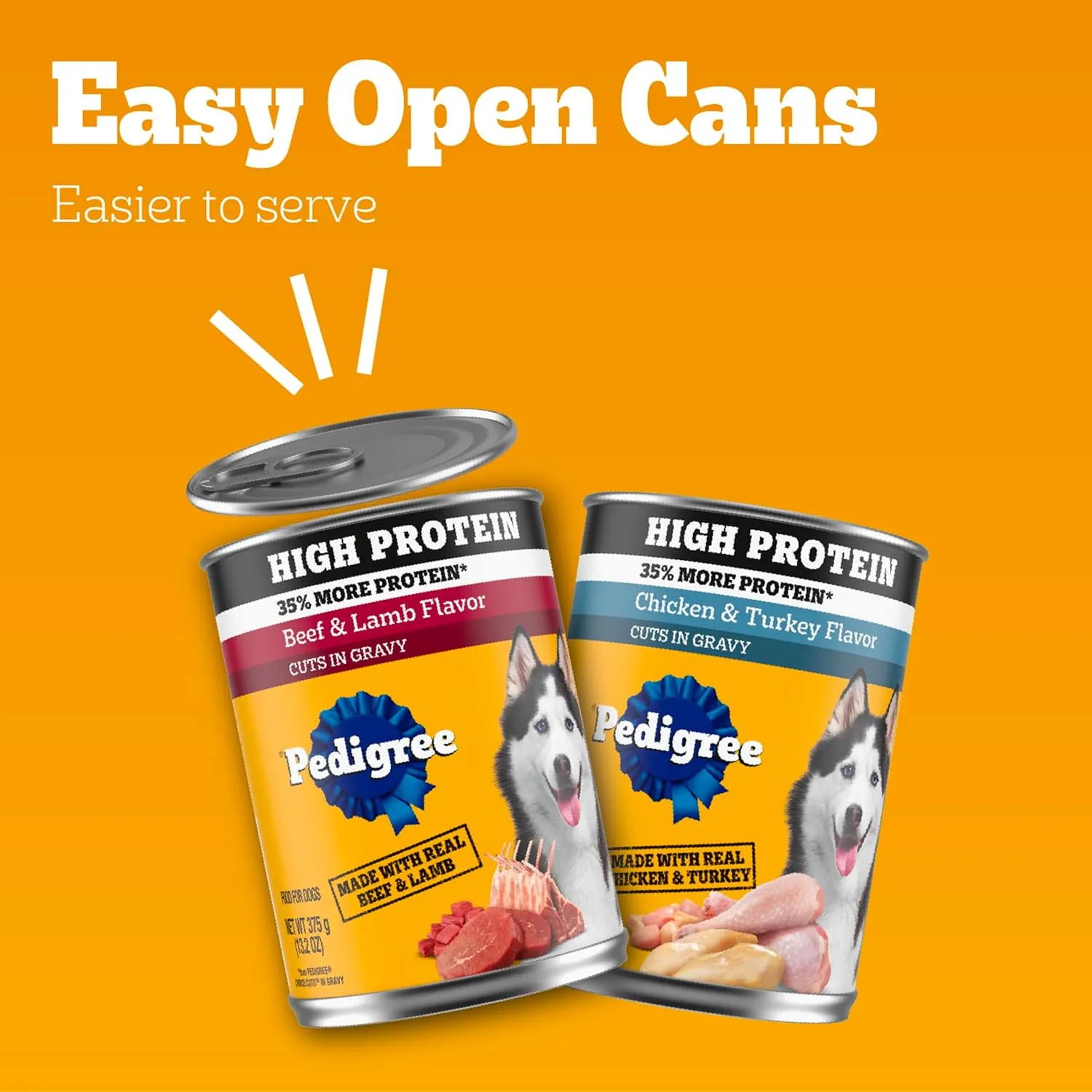 Pedigree High Protein Wet Dog Food, Beef Lamb & Chicken Turkey In Gravy Multipack 13.2 oz. Cans (12 Count, Pack of 1)