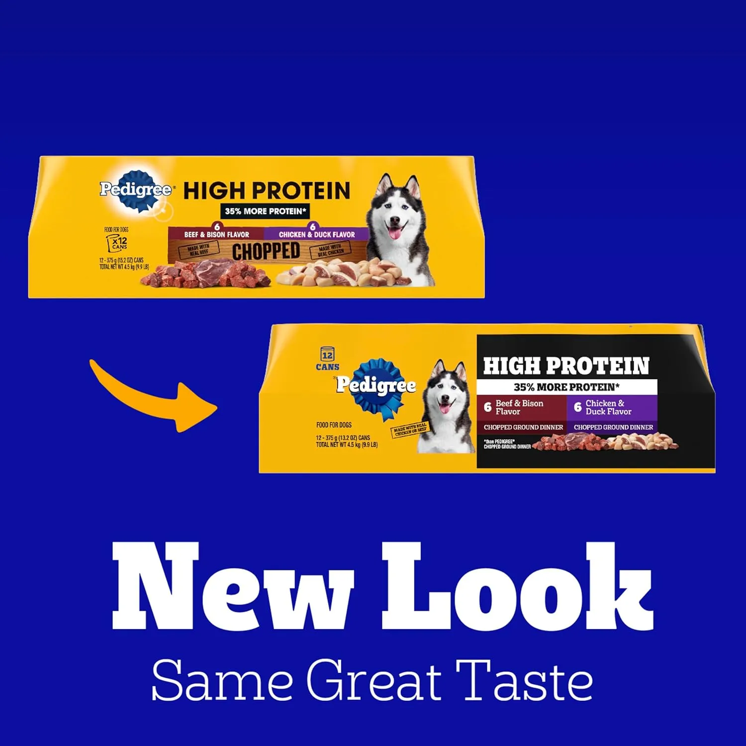 Pedigree High Protein Wet Dog Food, Chicken Duck & Beef Bison Flavors Multipack 13.2 oz. Cans (12 Count, Pack of 1)