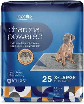 Pet Life Unlimited Charcoal Extra Large Puppy Pads, Pee Pads for Dogs, Dog Training Pads - Odor Controlling Fragrance Free Dog Pee Pads - 26" x 30" - 25 Count (XL)