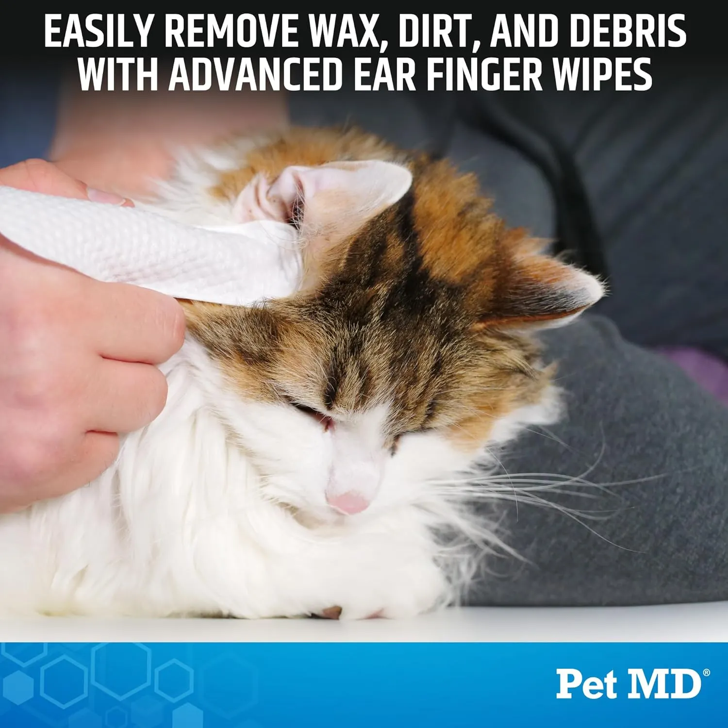 Pet MD Advanced Ear Finger Wipes for Dogs & Cats - Non-Irritating Ear Wipes & Ear Cleaner - Pet Safe Cleaner to Aid in Itchiness and Odor - Cucumber Melon (50ct)