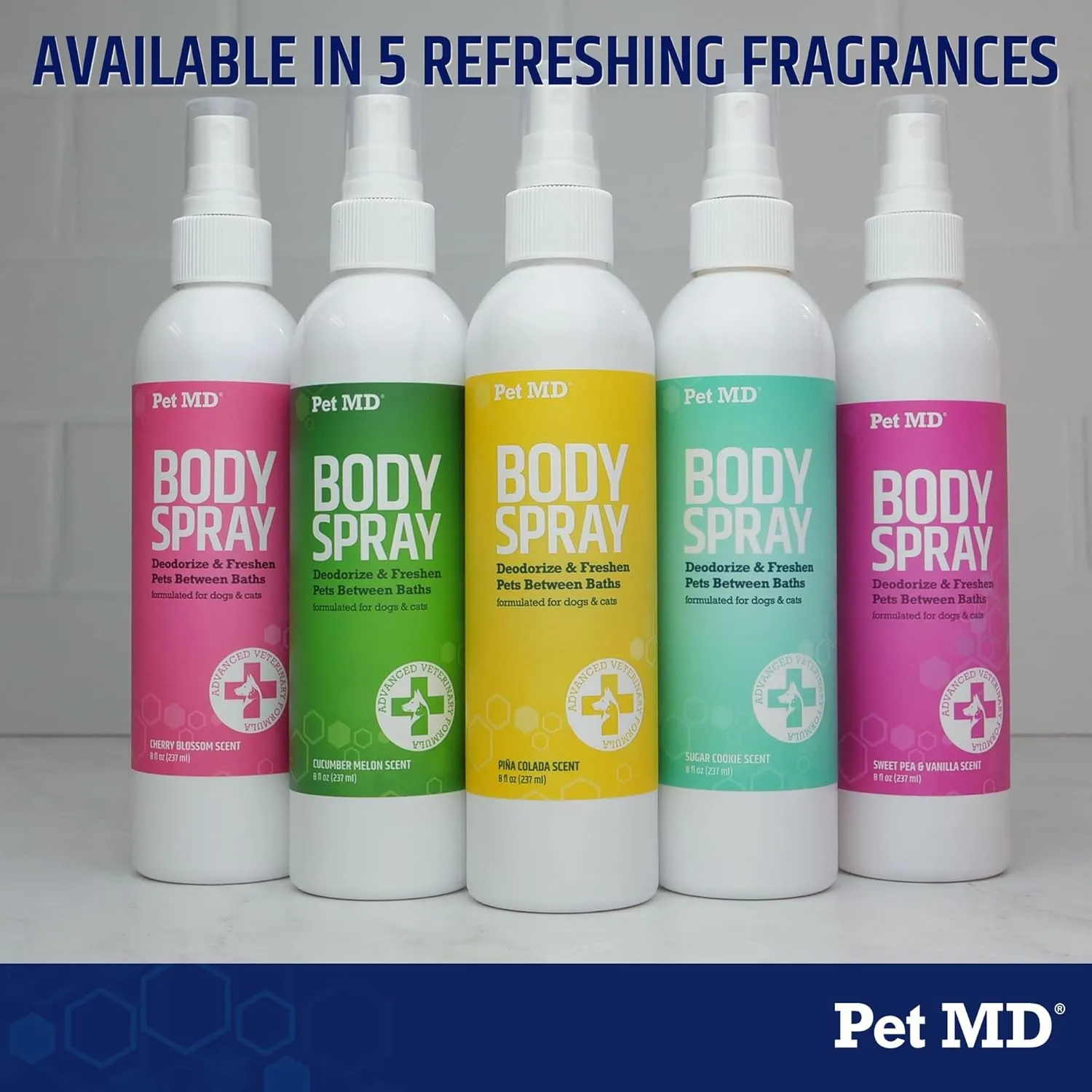 Pet MD Body Spray for Dogs & Cats - Deodorizing Dog Perfume Reduces Static & Eliminates Odor - Long-Lasting Pet Cologne Spray for Dogs - Sugar Cookie Scent - 8 oz