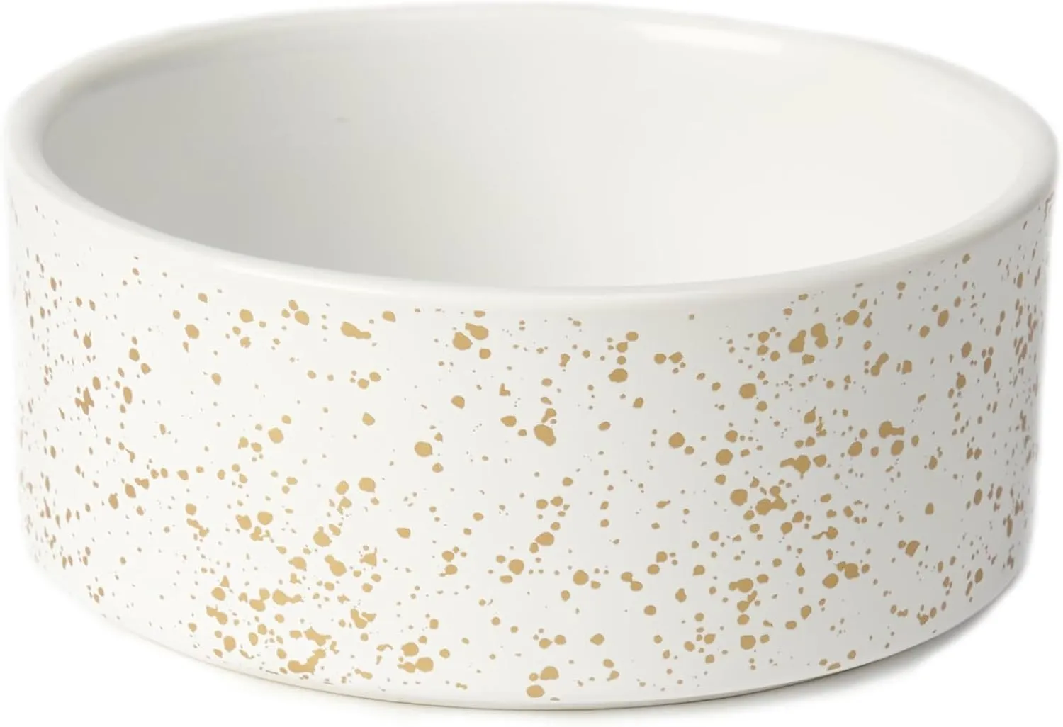 PetRageous 18432 Speckles Round Stoneware Dog Bowl 5-Inch Width and 2-Inch Height 2-Cups Capacity, White