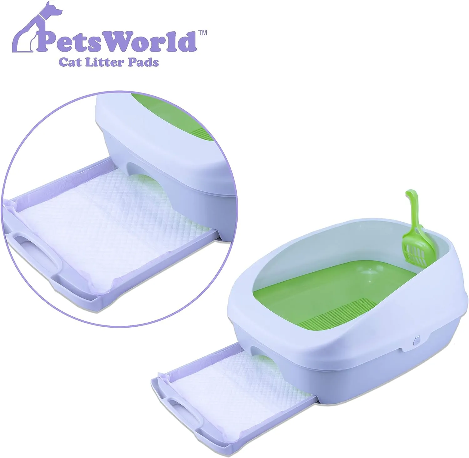 PETSWORLD Fresh Scented Cat Pads Refills for Tidy Cats Breeze Litter System 50 Pads for Cat Litter Box, 16.9x11.4 Inch