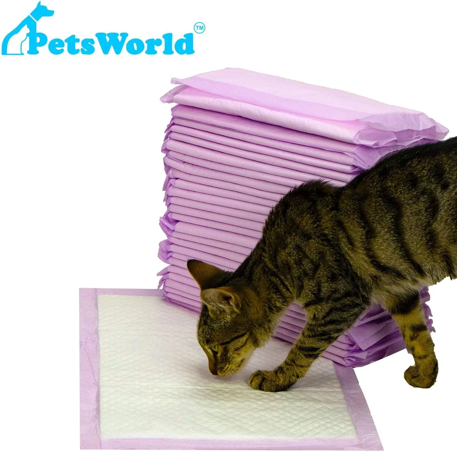 PETSWORLD Fresh Scented Cat Pads Refills for Tidy Cats Breeze Litter System 50 Pads for Cat Litter Box, 16.9x11.4 Inch