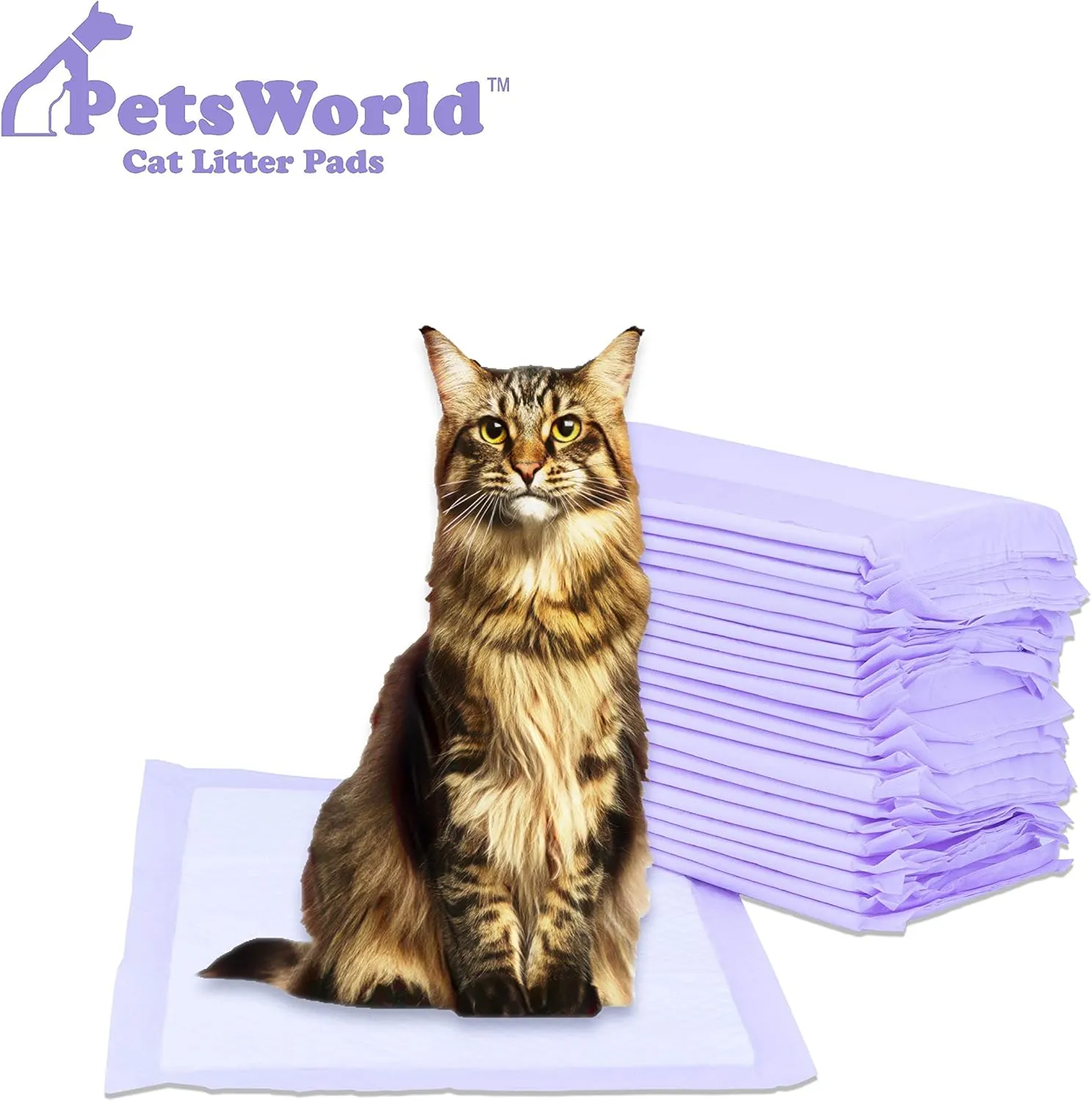 PETSWORLD Fresh Scented Cat Pads Refills for Tidy Cats Breeze Litter System 50 Pads for Cat Litter Box, 16.9x11.4 Inch