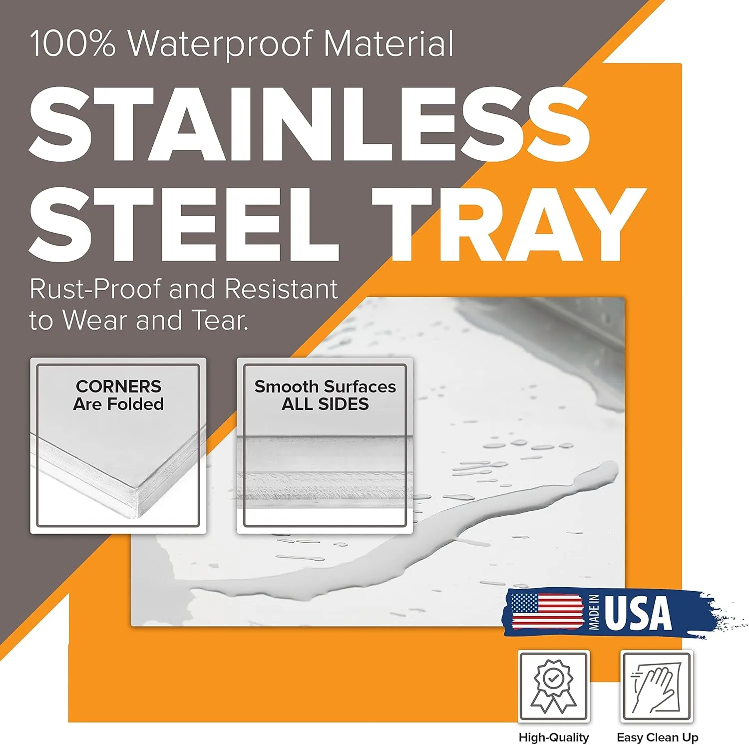 Pinnacle Systems Precision Pet Two Door Metal Dog Crate Tray Replacement Pan Chew Proof Crack Proof Pet Kennel Great Cage Tray Pet Supplies (Stainless Steel, 35.5" L X 22.25" W X 1")