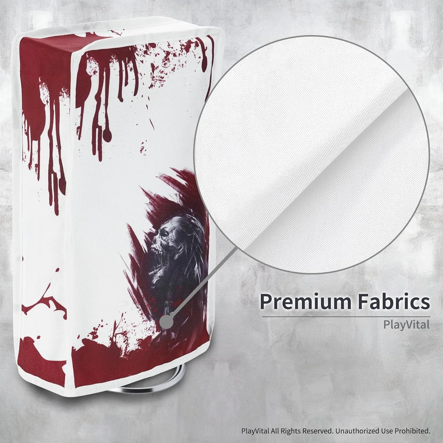 playvital Vertical Dust Cover for ps5 Slim Disc Edition(The New Smaller Design), Nylon Dust Proof Protector Waterproof Cover Sleeve for ps5 Slim Console - Blood Zombie
