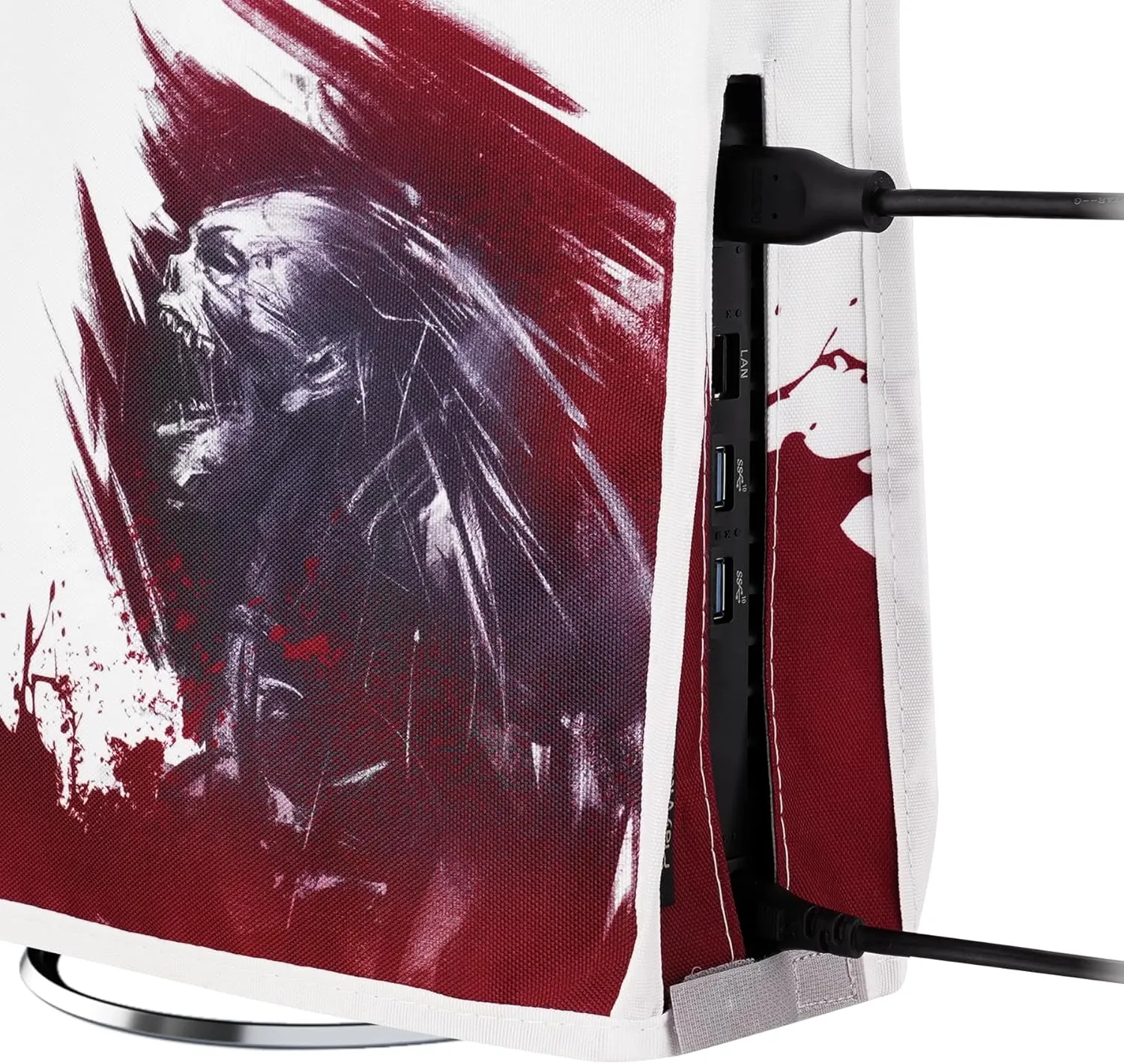 playvital Vertical Dust Cover for ps5 Slim Disc Edition(The New Smaller Design), Nylon Dust Proof Protector Waterproof Cover Sleeve for ps5 Slim Console - Blood Zombie