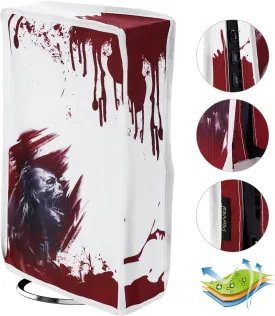 playvital Vertical Dust Cover for ps5 Slim Disc Edition(The New Smaller Design), Nylon Dust Proof Protector Waterproof Cover Sleeve for ps5 Slim Console - Blood Zombie