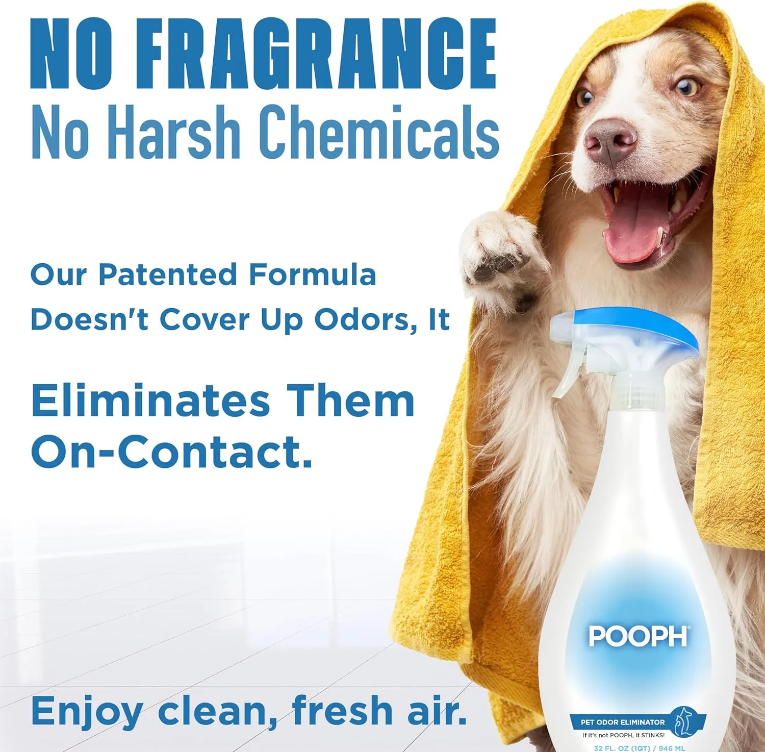 Pooph Pet Odor Eliminator, 32oz Spray, 2-Pack - Dismantles Odors on a Molecular Basis, Dogs, Cats, Freshener, Eliminator, Urine, Poop, Pee, Deodorizer, Natures, Puppy, Fresh, Clean, Furniture, Potty