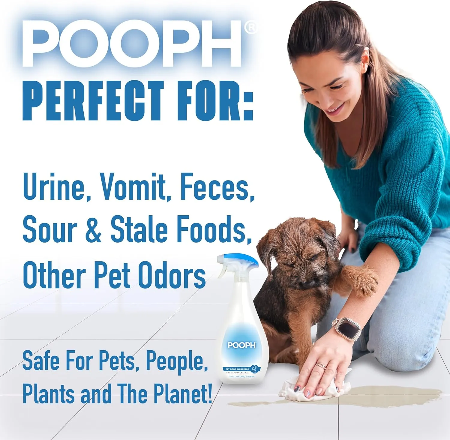 Pooph Pet Odor Eliminator, 32oz Spray, 2-Pack - Dismantles Odors on a Molecular Basis, Dogs, Cats, Freshener, Eliminator, Urine, Poop, Pee, Deodorizer, Natures, Puppy, Fresh, Clean, Furniture, Potty