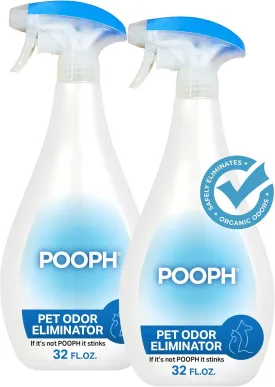Pooph Pet Odor Eliminator, 32oz Spray, 2-Pack - Dismantles Odors on a Molecular Basis, Dogs, Cats, Freshener, Eliminator, Urine, Poop, Pee, Deodorizer, Natures, Puppy, Fresh, Clean, Furniture, Potty