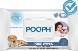 POOPH Pure Wipes  Odor-Elimination | Dog Paw Cleaner Butt Face Ear & Fur | No Fragrance, No Harsh Chemicals | Gentle & Effective On-The-Go Clean for Pets, Cars | Puppy Essentials & - 100 Count Pack