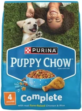 Puppy Chow Complete Dry Dog Food, High Protein with Farm-Raised Real Chicken, 4 lb Bag, Essential nutrients Like Those Found in Mother's Milk