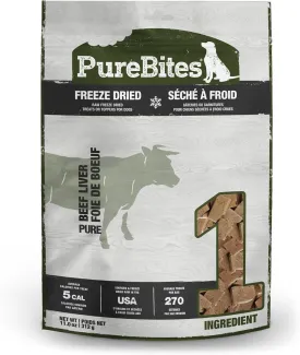 PureBites Beef Freeze Dried Dog Treats, 1 Ingredient, Made in USA, 11oz