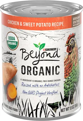 Purina Beyond Organic Wet Dog Food, Organic Chicken & Sweet Potato Adult Recipe Ground Entre With Broth - (Pack of 12) 13 oz. Cans