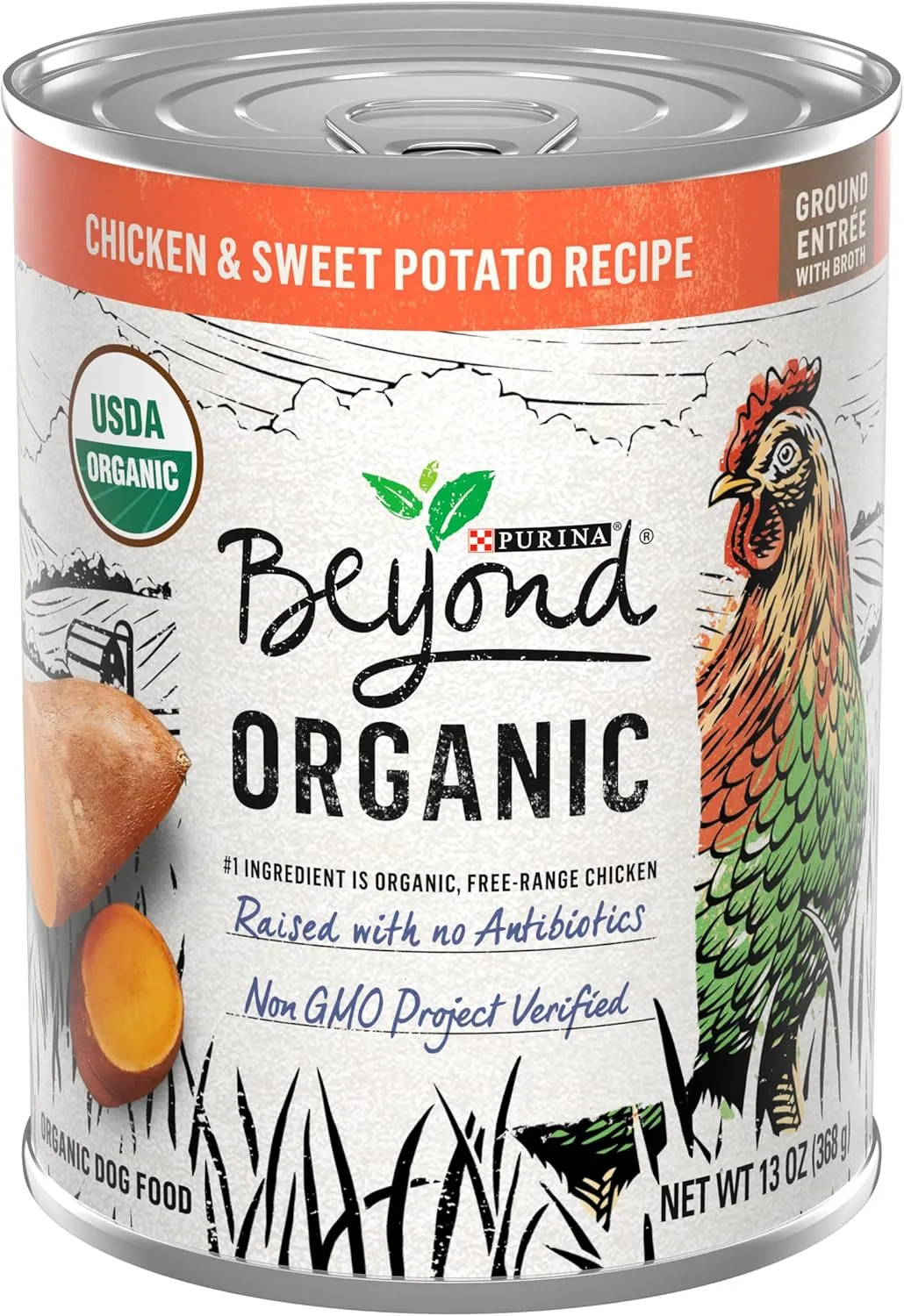Purina Beyond Organic Wet Dog Food, Organic Chicken & Sweet Potato Adult Recipe Ground Entre With Broth - (Pack of 12) 13 oz. Cans