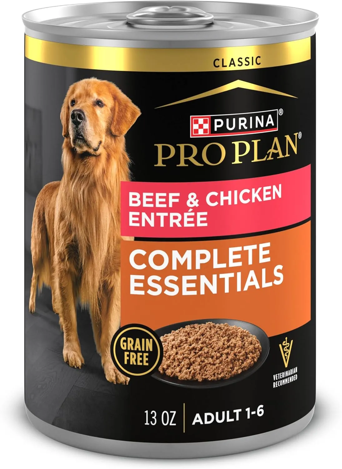 Purina Pro Plan Dog Food Grain Free Classic Pate, Beef and Chicken Entre - (Pack of 12) 13 oz. Cans
