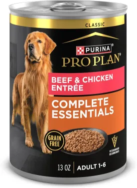 Purina Pro Plan Dog Food Grain Free Classic Pate, Beef and Chicken Entre - (Pack of 12) 13 oz. Cans