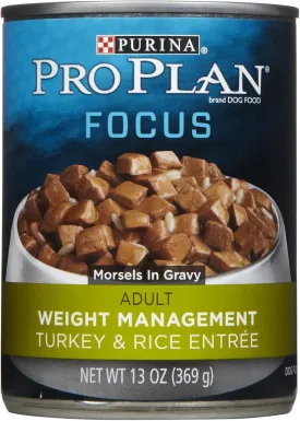 Purina Pro Plan Focus Turkey Rice Entree Canned Weight Management Adult Dog Food (12X13Oz) Packaging may vary