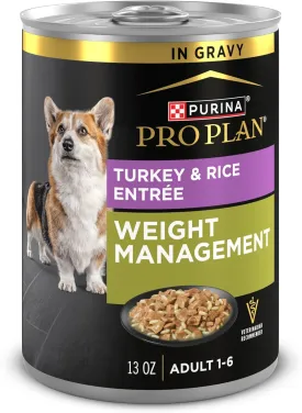 Purina Pro Plan Weight Management Wet Dog Food Turkey and Rice Entree in Gravy - (Pack of 12) 13 oz. Cans