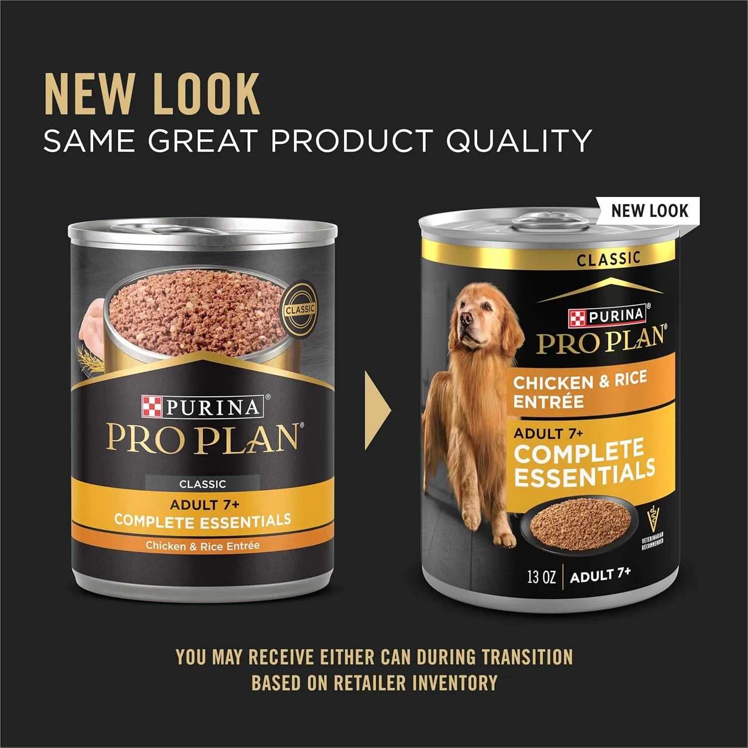 Purina Pro Plan Wet Dog Food For Senior Dogs Adult 7 Plus Chicken and Rice Entree Classic - (Pack of 12) 13 oz. Cans